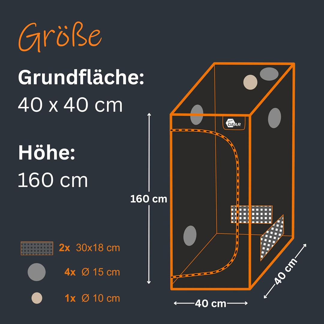 yourGEAR Growzelt Plantsville in 8 Grössen - Grow Indoor Box, Zuchtzelt, Gewächshaus, Schrank zur Pf