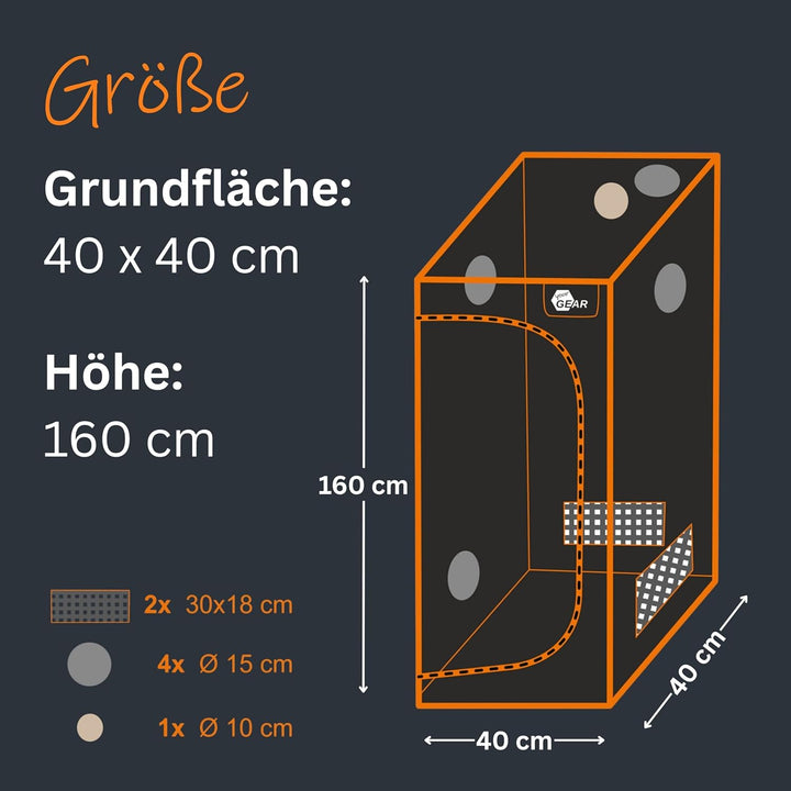yourGEAR Growzelt Plantsville in 8 Grössen - Grow Indoor Box, Zuchtzelt, Gewächshaus, Schrank zur Pf