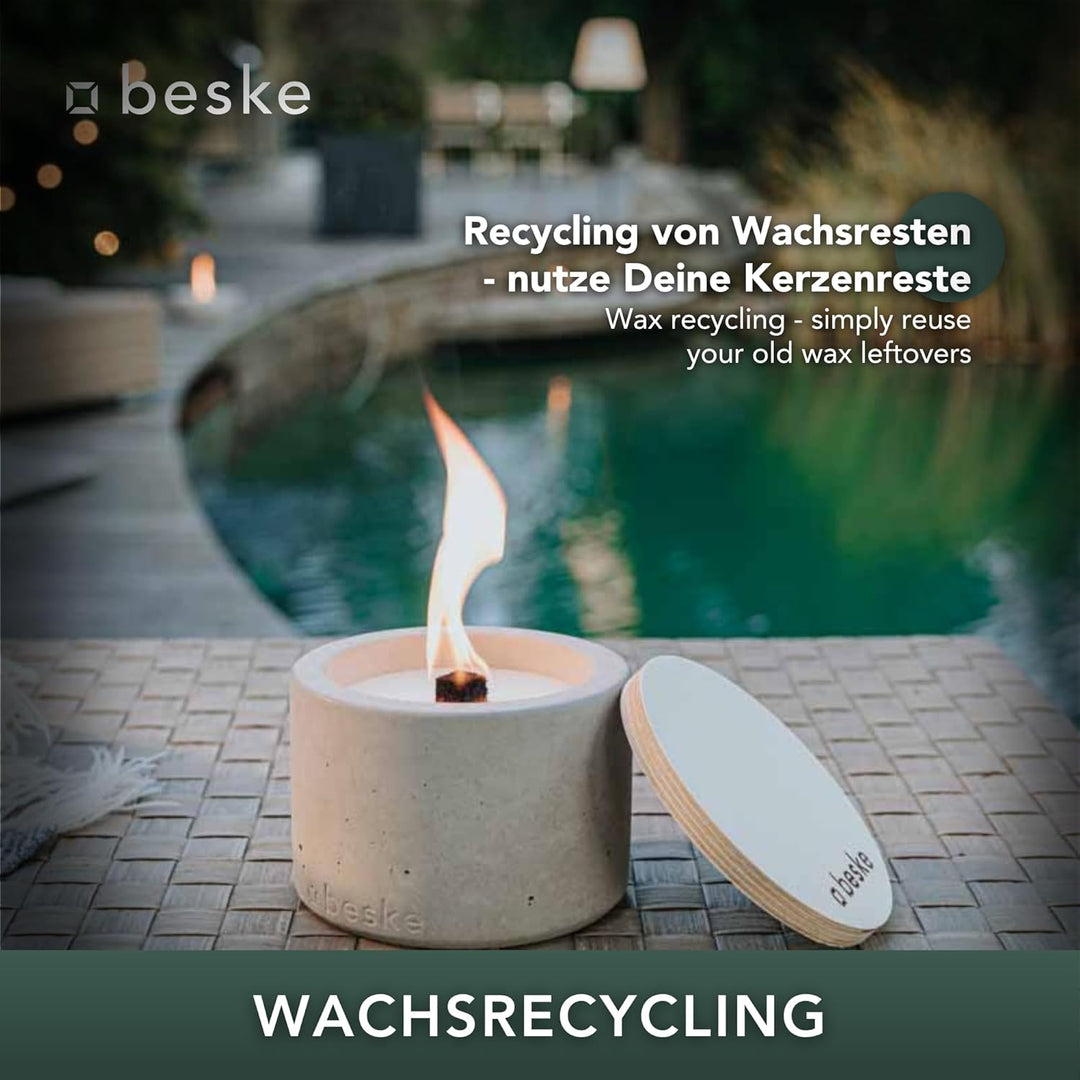 Betonfeuer® - DAS ORIGINAL | Modell 'Solo' | ⌀14 cm mit Dauerdocht | Premium Kerzenfresser Made in G