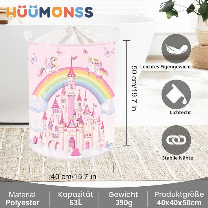 Regenbogen Tiere Kinder Wäschekorb Faltbar für Mädchen Gross Kleidung Spielzeug Aufbewahrungskorb fü