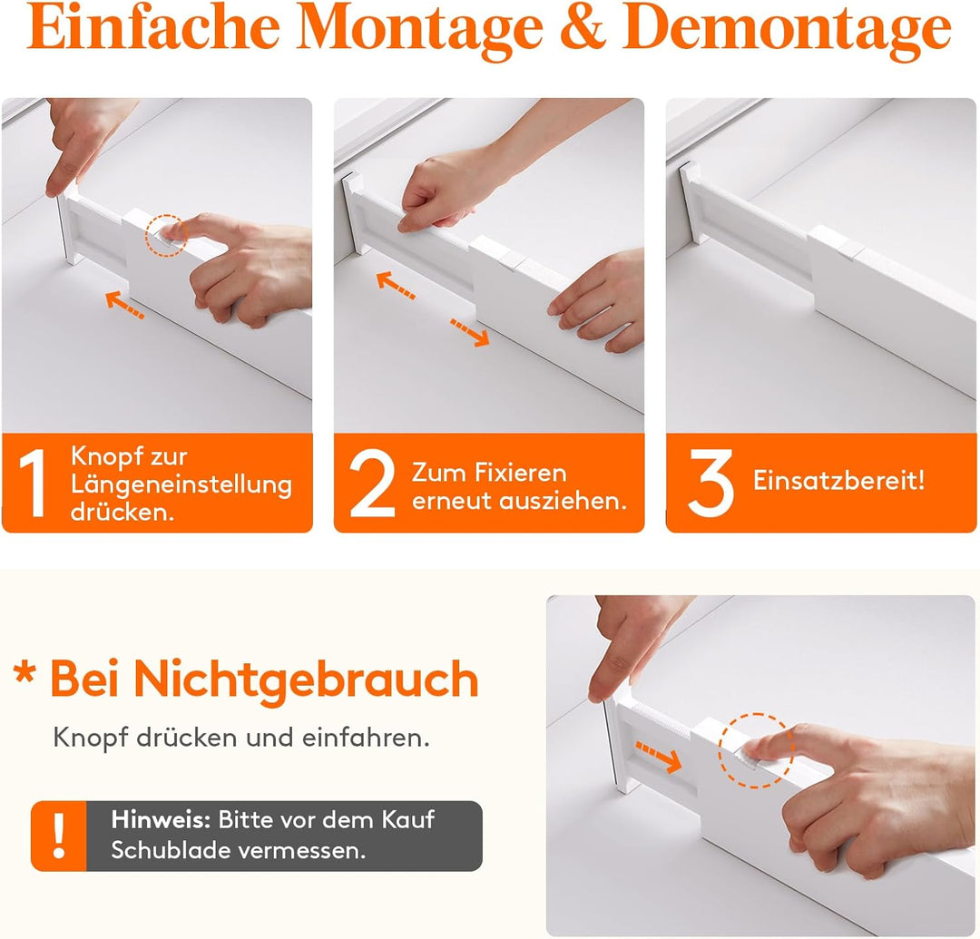 Lifewit 4 Set Schubladentrenner für Innenlänge 32–56cm & Höhe＞10.5cm Schubladen, Verstellbar Schubla