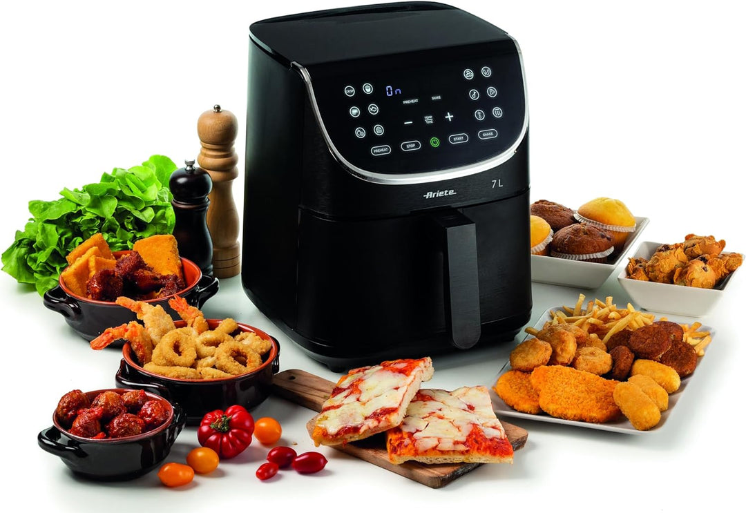 Ariete Airy Fryer 7L 4627, Heissluftfritteuse 7 Liter, 60-Minuten-Timer, LCD- und Touchscreen mit 12