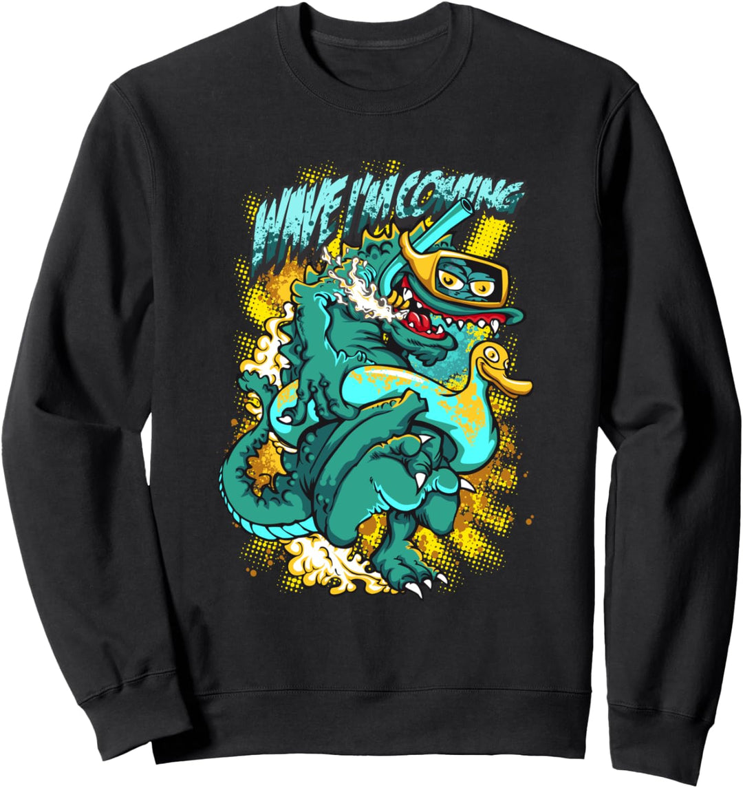 Welle ankommend - Monster mit aufblasbarer Ente und Sweatshirt