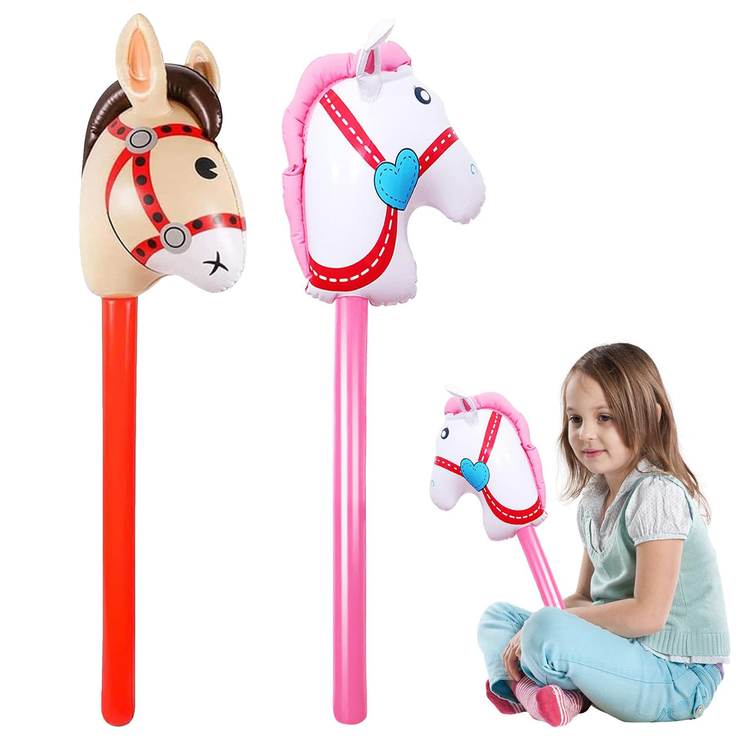 2 Stück Hobby Horse, Steckenpferd Aufblasbare, 100*33cm Aufblasbares Pferdespielzeug, Steckenpferde,