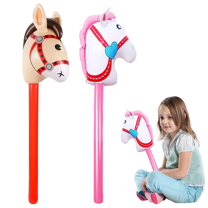 2 Stück Hobby Horse, Steckenpferd Aufblasbare, 100*33cm Aufblasbares Pferdespielzeug, Steckenpferde,