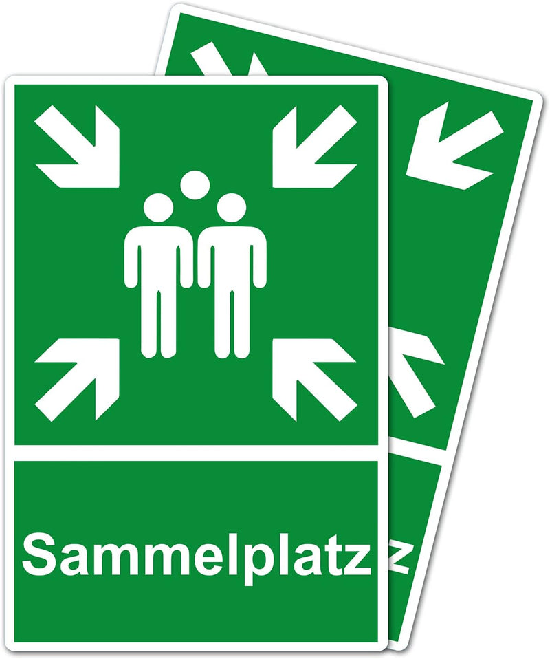 2 Stück XXL Sammelplatz Schild 30 x 40 cm aus stabiler PVC Hartschaumplatte 5 mm Sammelstelle Sammel