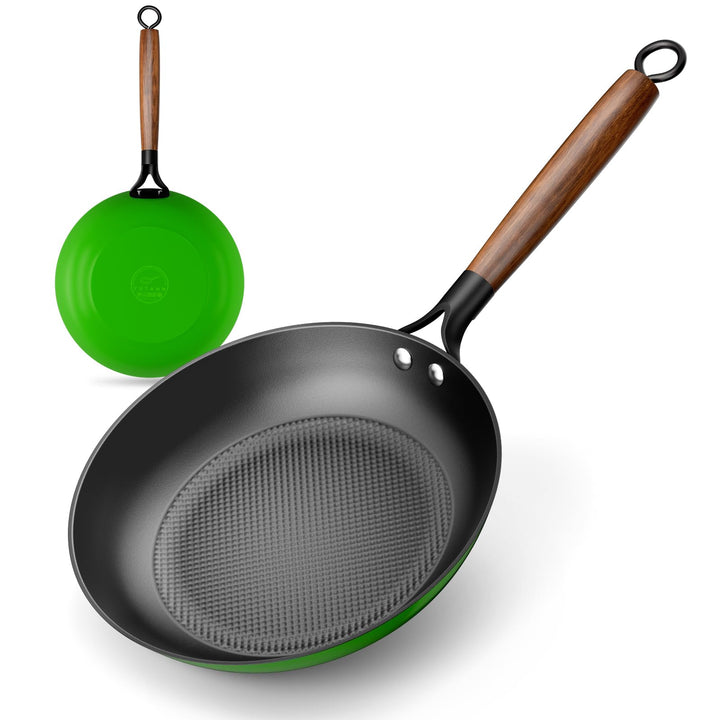 YUTANN Gusseisenpfanne, Nonstick Frying Pan, Pfannen 20cm mit Abnehmbarer Holzgriff, PFAS-Frei, PFOA