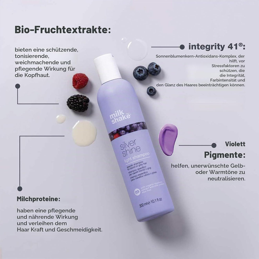 milk_shake Silver Shine Light Shampoo 1000 ml Blueberries and violet pigment 1 l (1er Pack), 1 l (1e