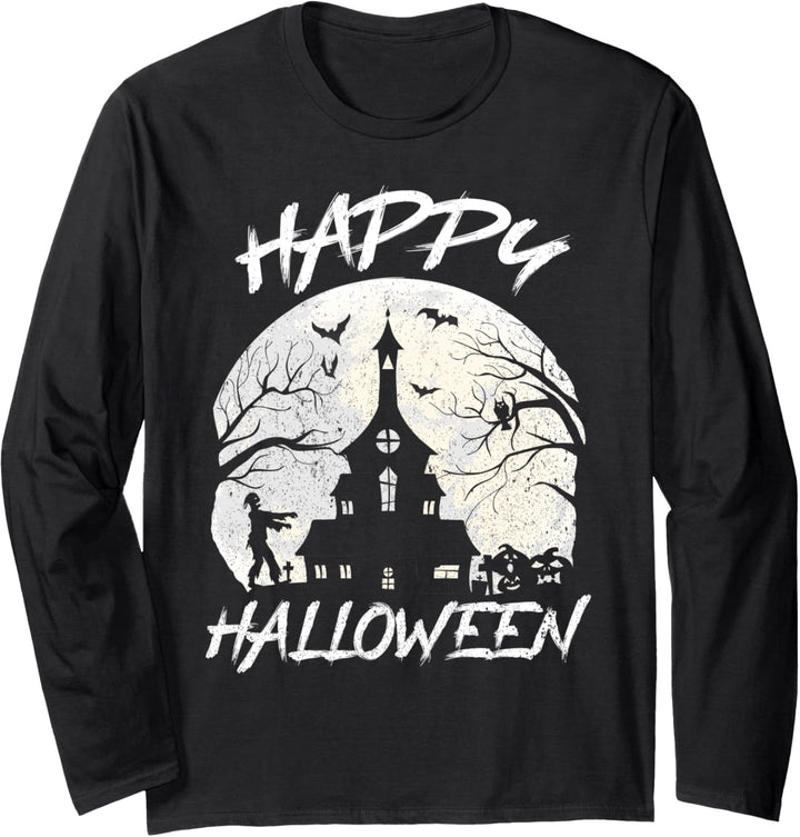 Happy Halloween | Halloween Kleidung Lustiges Halloween Langarmshirt