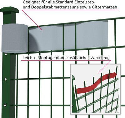 TecTake PVC Sichtschutzfolie Sichtschutzstreifen inkl. Befestigungsclips 450g/m² - Diverse Modelle -