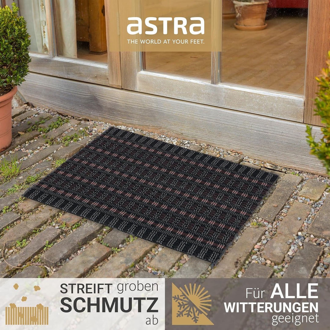ASTRA Premium Aussenbereich-Matte - Poly Brush - strapazierfähige Fussmatte - schwarz/weinrot - 50 x