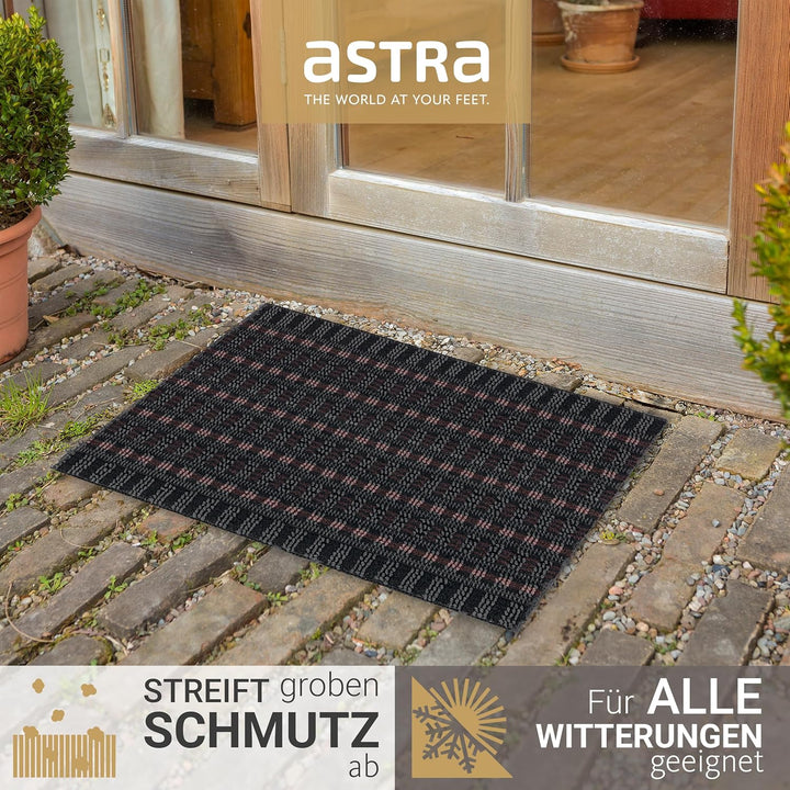 ASTRA Premium Aussenbereich-Matte - Poly Brush - strapazierfähige Fussmatte - schwarz/weinrot - 50 x