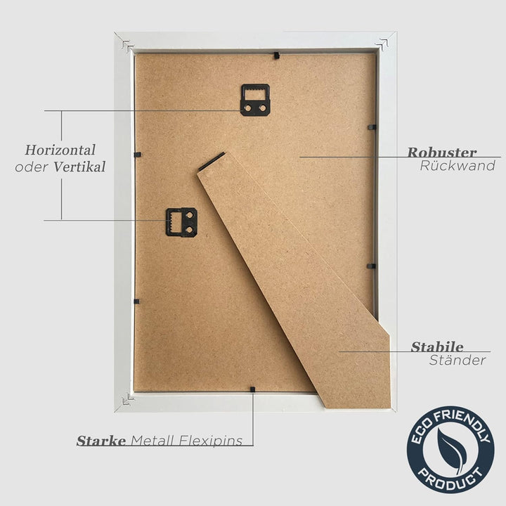 VUVUZULA Bilderrahmen A4 Weiss Holz Fotorahmen 21x30cm Holzrahmen MDF Rahmen DIN A4 für Urkunden 3er