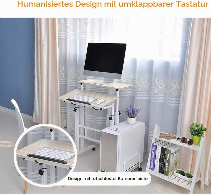 sogesfurniture höhenverstellbar Computertisch Laptoptisch mit Rollen, Mobiler Schreibtisch PC Tisch