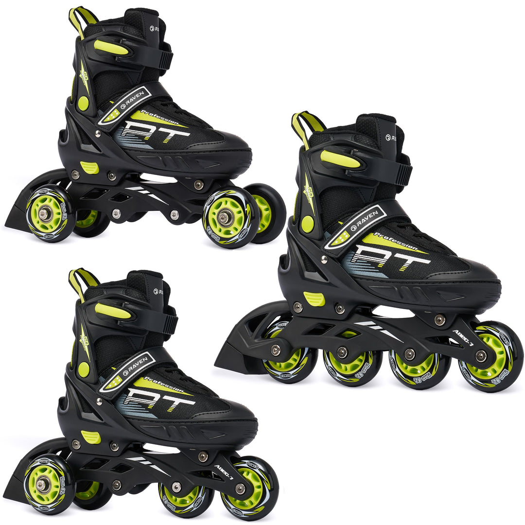 RAVEN Profession 3in1 Inlineskates Triskates Rollschuhe Inliner für Kinder und Erwachsene verstellba