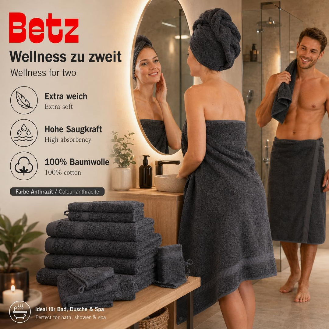 Betz 12-TLG. Handtuch-Set Palermo 100% Baumwolle 2 Liegetücher 4 Handtücher 2 Gästetücher 2 Seiftüch