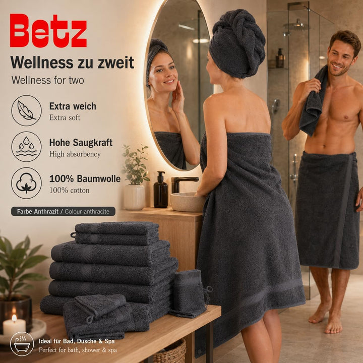 Betz 12-TLG. Handtuch-Set Palermo 100% Baumwolle 2 Liegetücher 4 Handtücher 2 Gästetücher 2 Seiftüch
