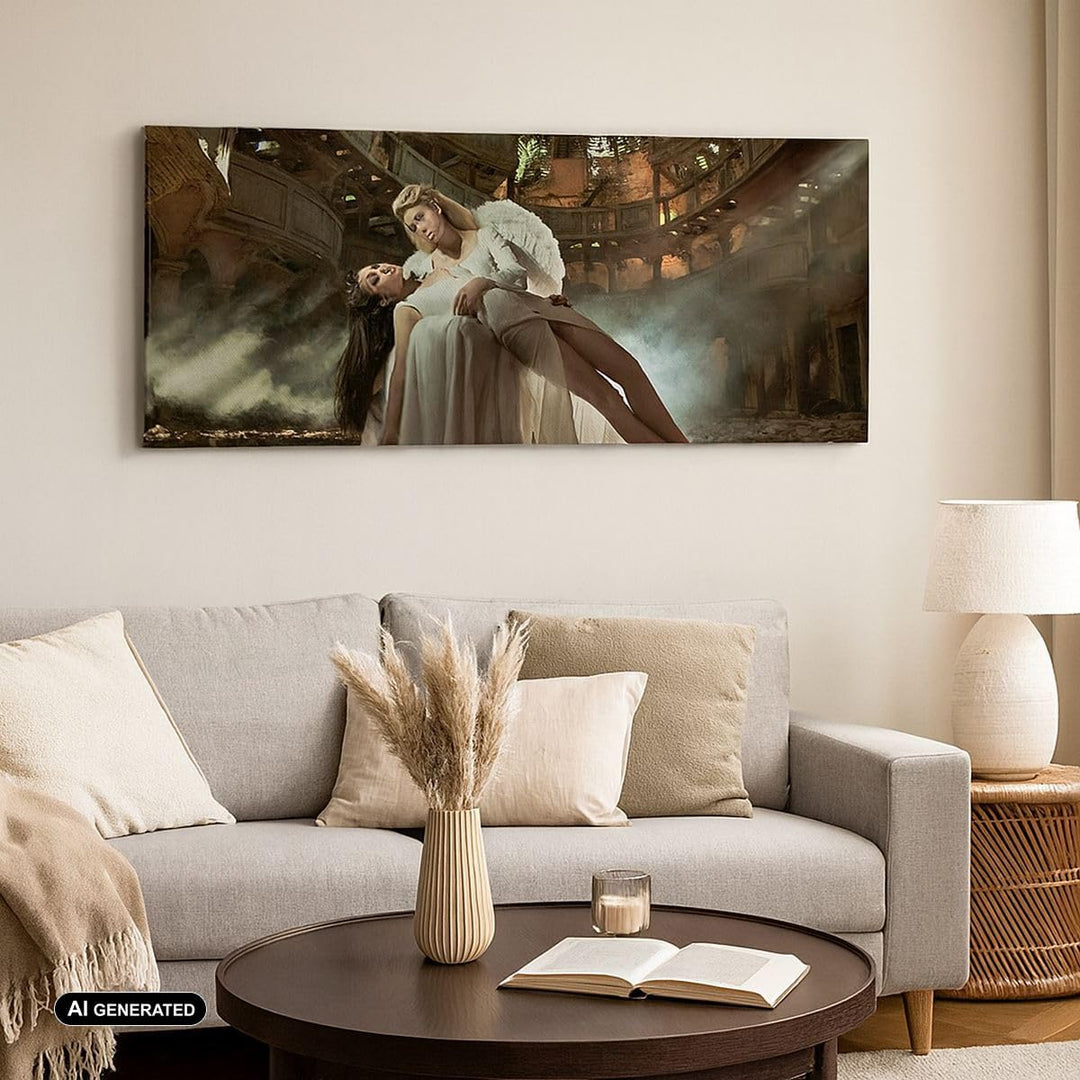 Wandbilder Dekoration Wohnzimmer Engel Frau Theater Oper Panorama Bilder auf Leinwand 120x50cm Leinw