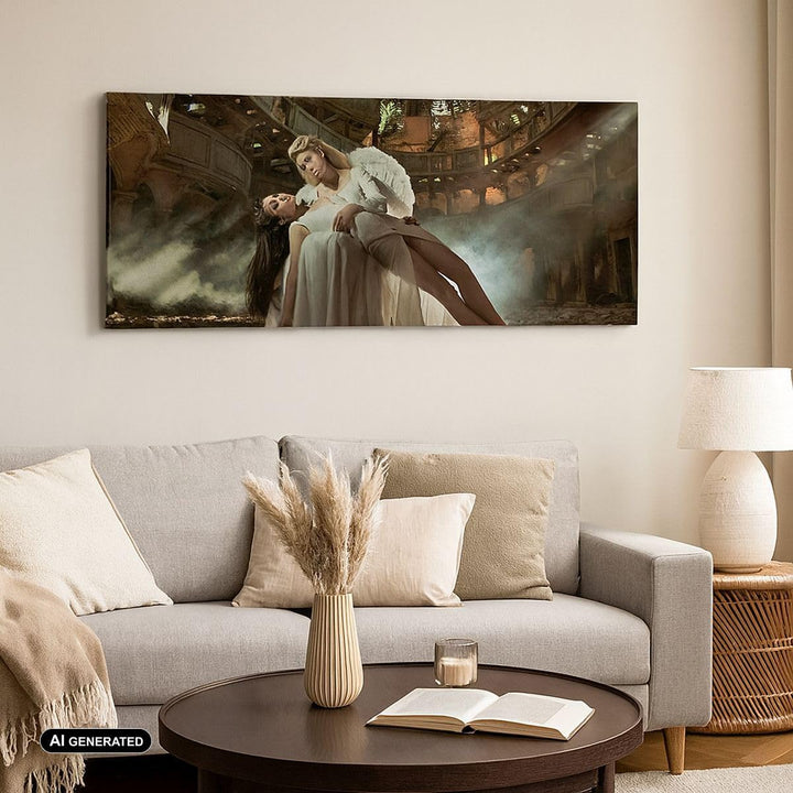 Wandbilder Dekoration Wohnzimmer Engel Frau Theater Oper Panorama Bilder auf Leinwand 120x50cm Leinw