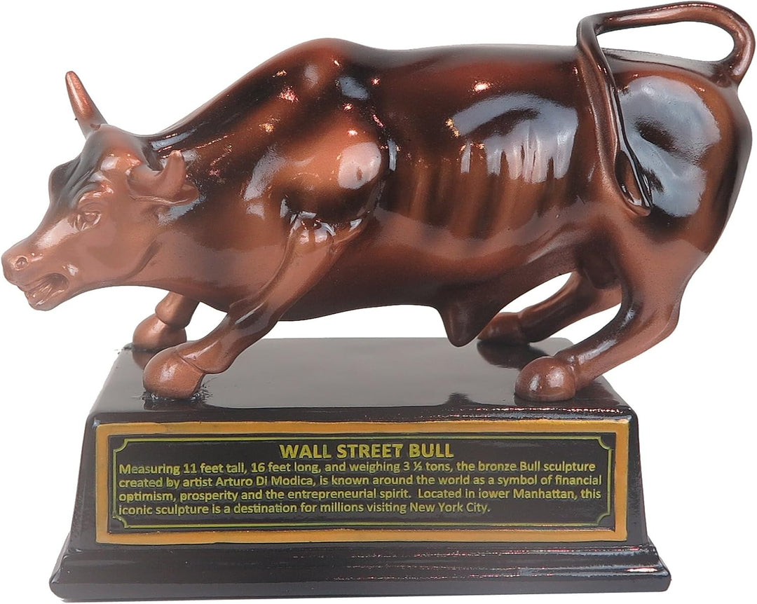 Offiziell lizenzierte Bronze-Wall-Street-Charge-Börsenmarkt NYC-Figur mit Sockel, mittelgross, 12,7