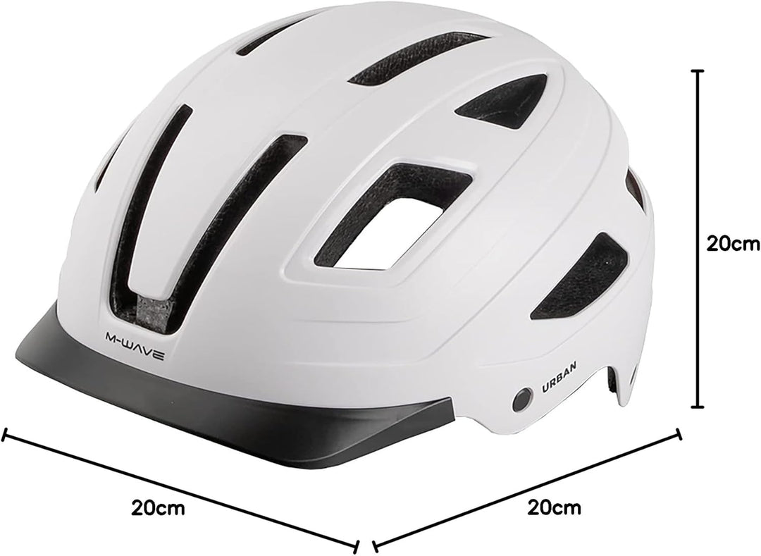 M-Wave Unisex-Adult URBAN Helm für Erwachsene/Jugendliche L, 59 - 61 cm Ohne Rücklicht Weiss, L, 59