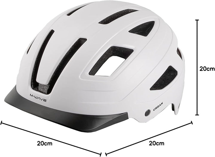 M-Wave Unisex-Adult URBAN Helm für Erwachsene/Jugendliche L, 59 - 61 cm Ohne Rücklicht Weiss, L, 59