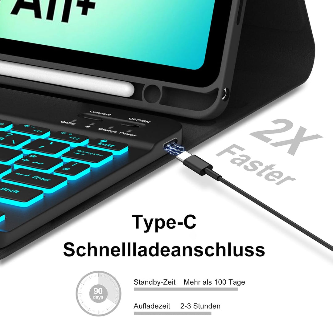 Hülle mit Tastatur für Samsung Galaxy Tab A11 Plus 11 Zoll 2025, Tastatur für Samsung Teblet A9/A11