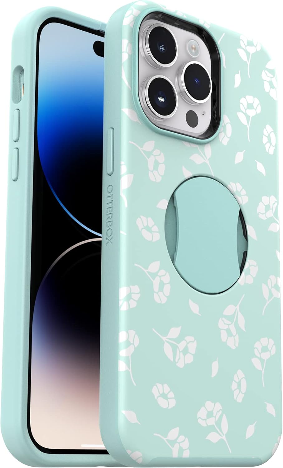 OtterBox Schutzhülle für iPhone 14 Pro (nur) OtterGrip Symmetry Series – Poppies by the Sea (blau),
