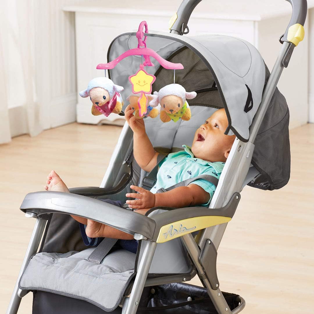 VTech - Lumi Mobile rosa Schafzähler, Mobile mit Musik, Babybett, Kinderwagen und Sitzschale mit Fer