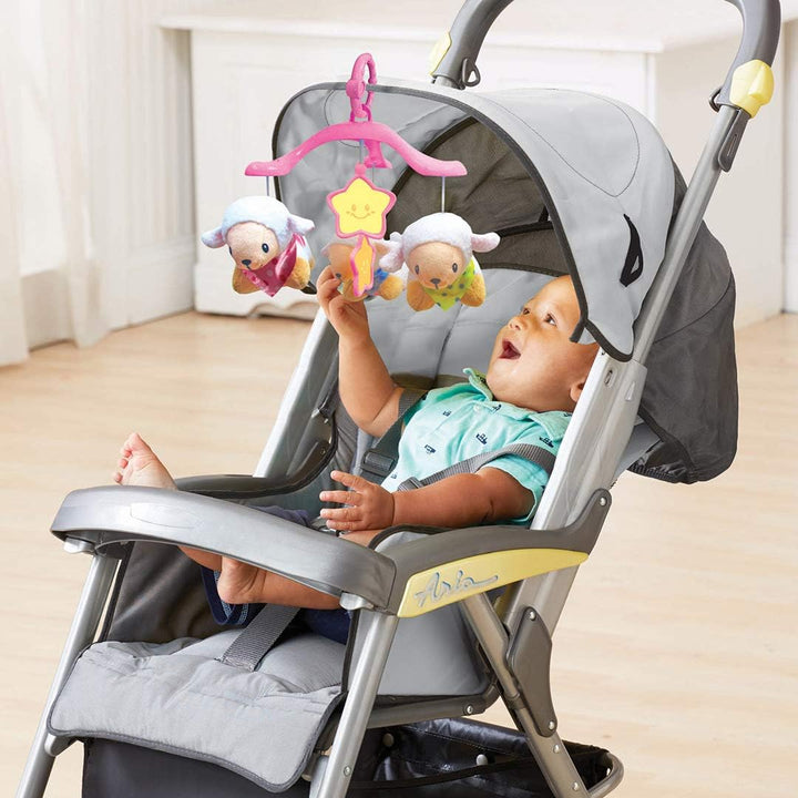 VTech - Lumi Mobile rosa Schafzähler, Mobile mit Musik, Babybett, Kinderwagen und Sitzschale mit Fer
