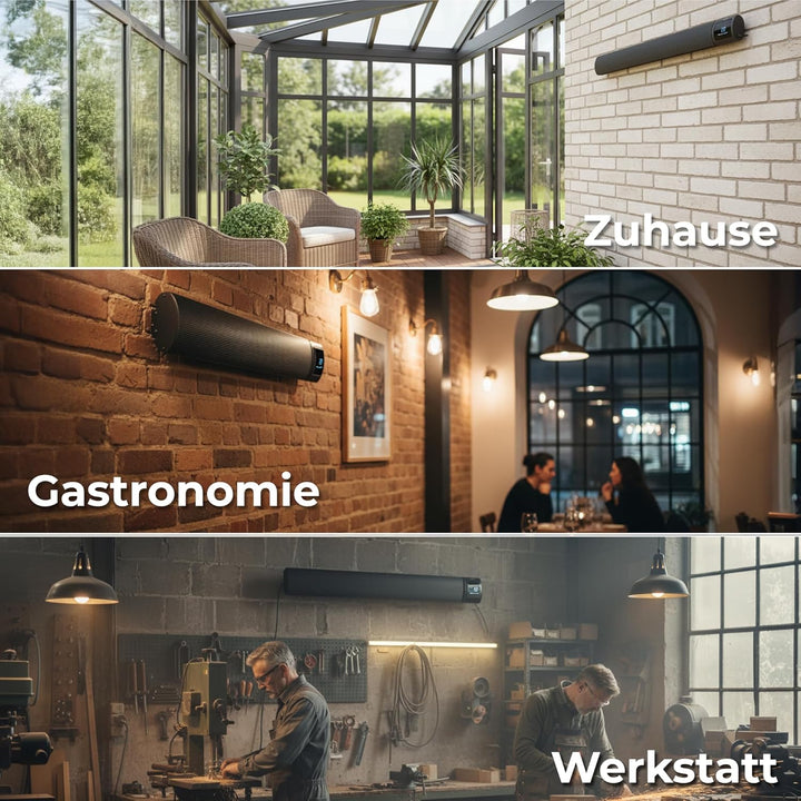KLAMER Infrarotheizung 2600 W – WLAN Heizstrahler mit App- & Timer, Decken- & Wandmontage, Fenster-o