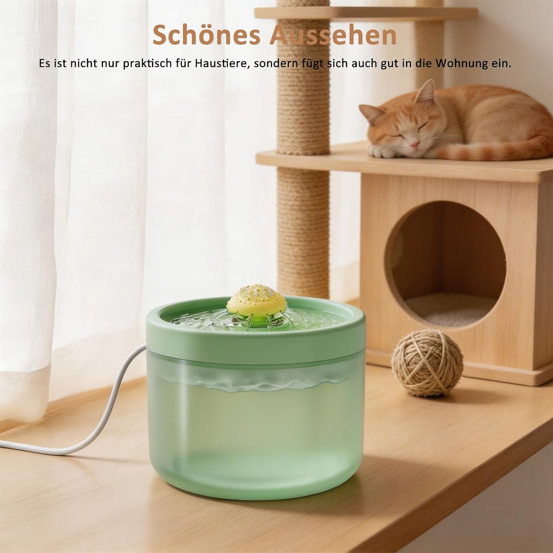 Kompakter Leiser Katzenbrunnen 1,8L Mehrschichtfilter Zirkulation Gruen, Gruen