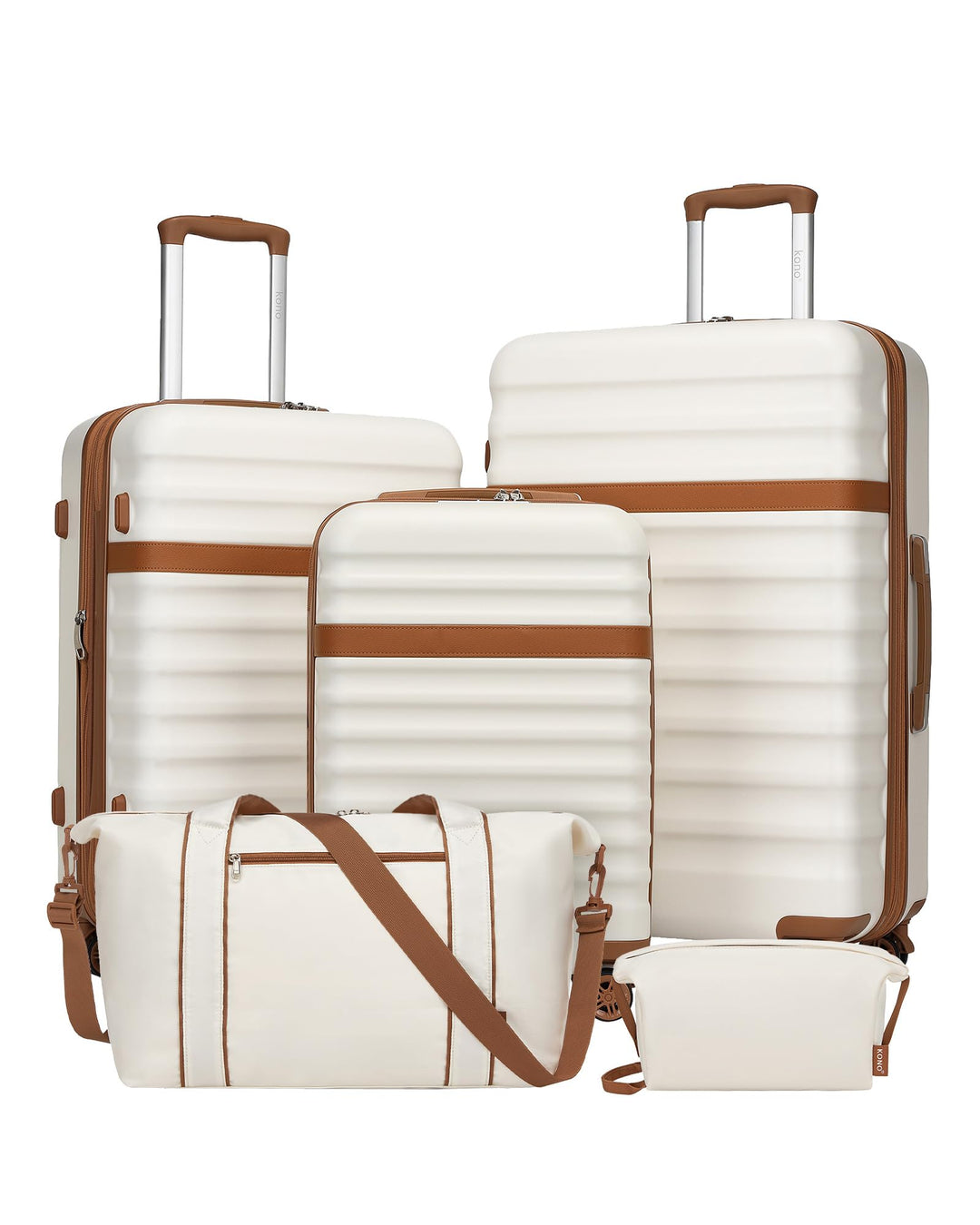 KONO Koffer Set 5-teilig Hartschalenkoffer ABS+PC, Handgepäck/Mittel/Gross Reisekoffer mit TSA Schlo