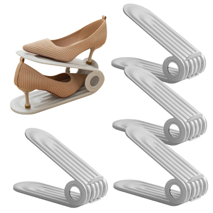 Schuhschlitz-Organizer, 4 Stück, verstellbarer Schuhstapler, 4 Ebenen, PP, platzsparend, zweilagige