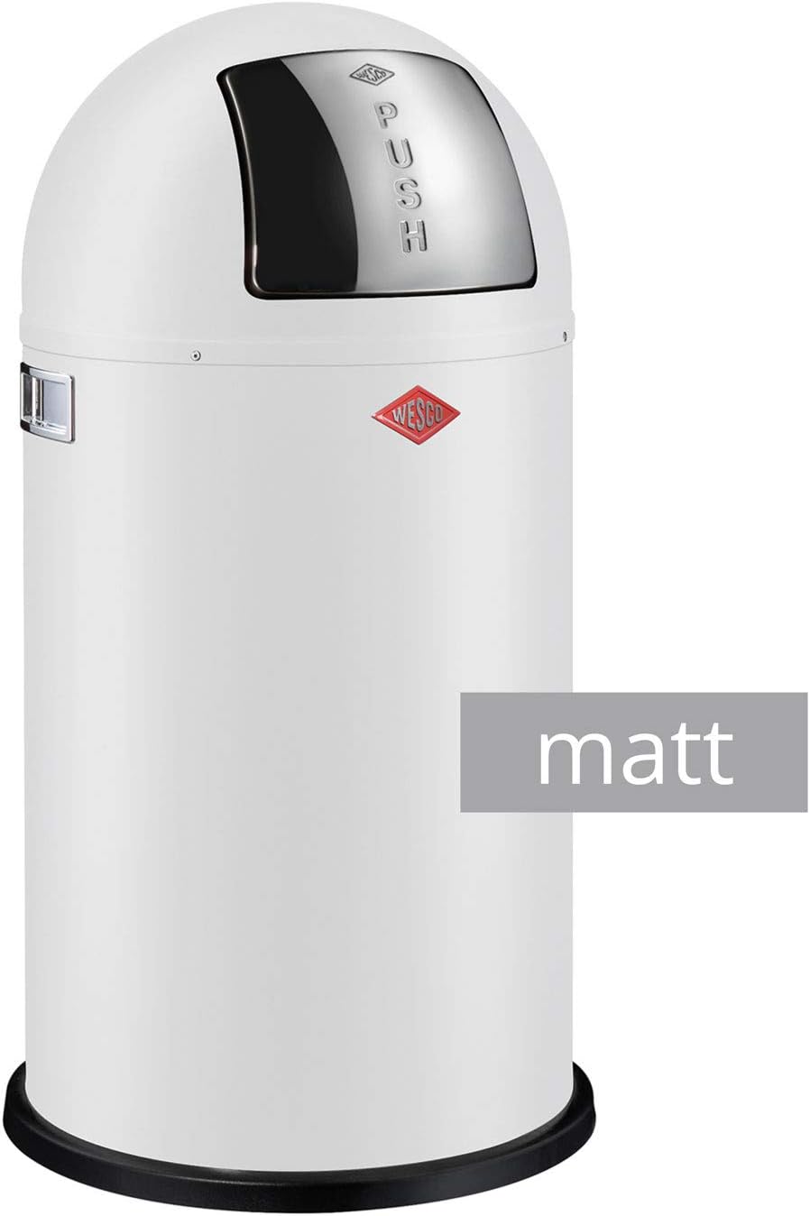 WESCO 175 831 Pushboy Abfallsammler 50 Liter Mint 40 x 40 x 75.5cm (L/B/H), Edelstahl, Weiss Matt, 4