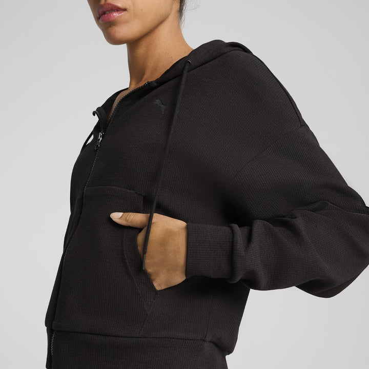 Puma Mädchen Her Comfort Crop Full-Zip Hoodie Hooded Sweatshirt (1er Pack) M Puma Black, M Puma Blac