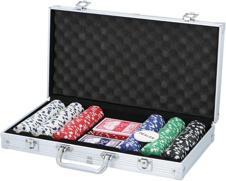 Pokerset Komplett – Pokerkoffer mit 300 Pokerchips und Pokerkarten – Pokerkarten für Kinder und Erwa