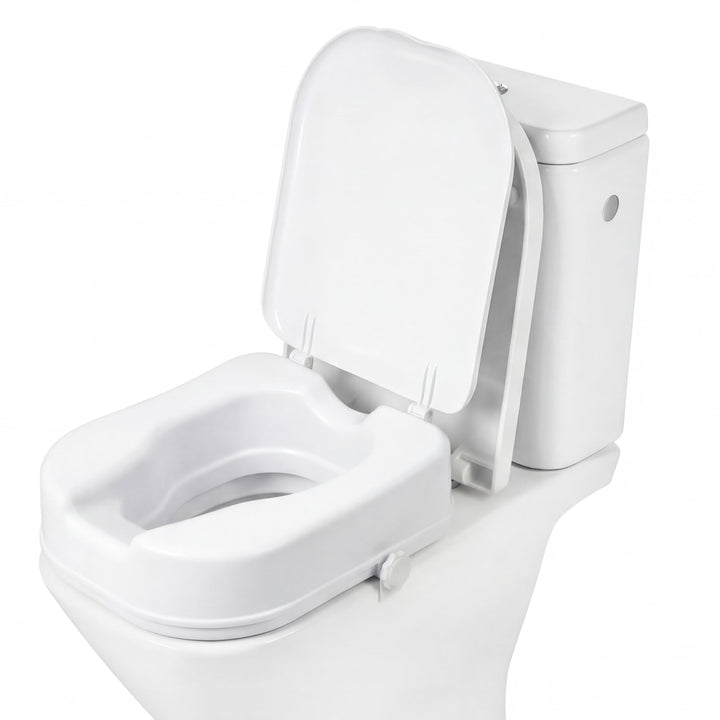 PEPE Mobility Toilettensitzerhöhung für Quadratische Toiletten 10 cm Weiss, WC Sitzerhöhung mit Deck