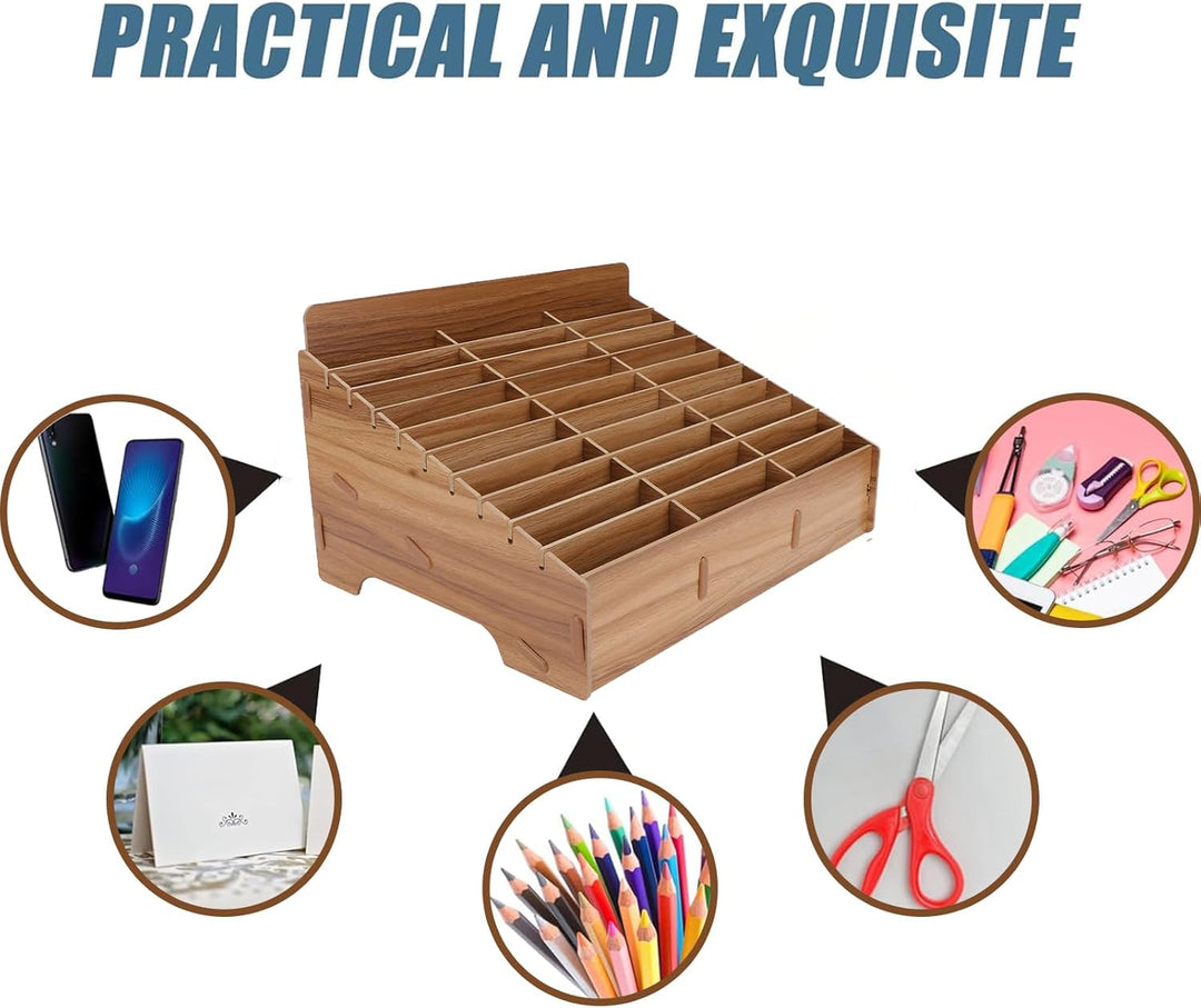 Awleynz 30 Gitter Handygarage Schule, Handy Hotel Aufbewahrungsbox Holz, Multi-Grid-Aufbewahrungsbox