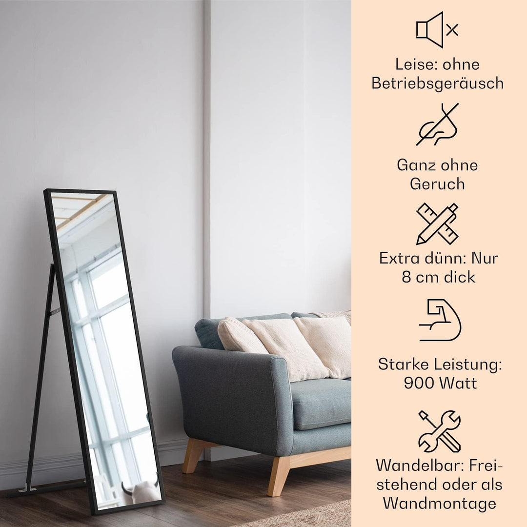 Klarstein Infrarotheizung, Infrarot Spiegelheizung Standgerät, Infrarotheizung mit Thermostat, Heizu