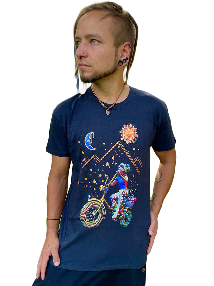 Cosmic Traveller Albert Hofmann T-Shirt in dunkel blau Goa Psytrance (M), M