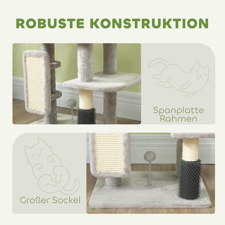 PawHut Kratzbaum 104 cm mehrstöckiger Katzenbaum mit Katzenhöhle, Bett, Katzenkratzbaum mit Sisal-Kr