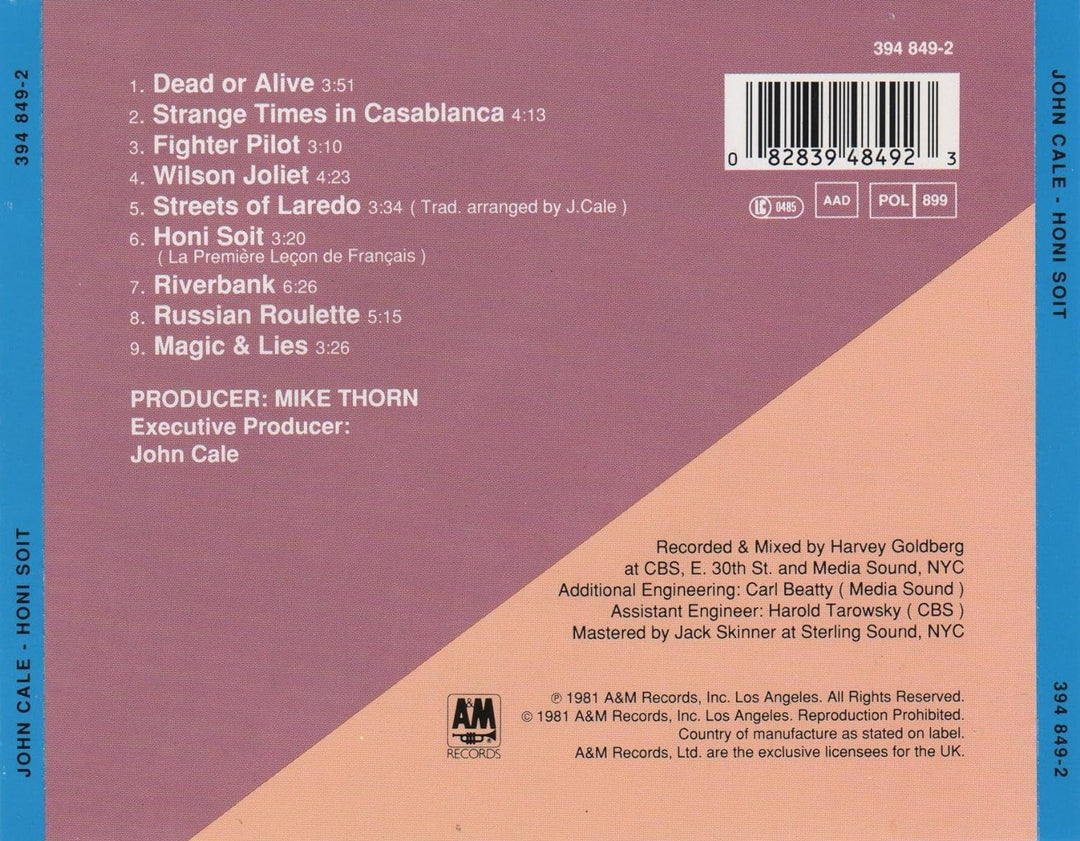 Honi Soit..., Audio-CD