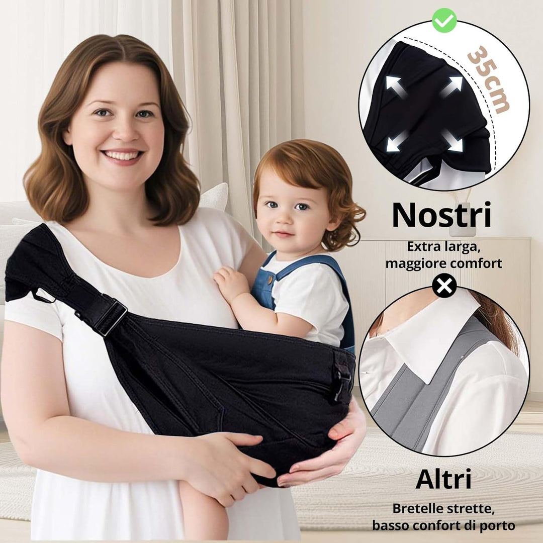 Plus Size Tragesling bis 25kg Babytrage & Seitentrage Erweiterbar verstellbar für grössere Kinder, a