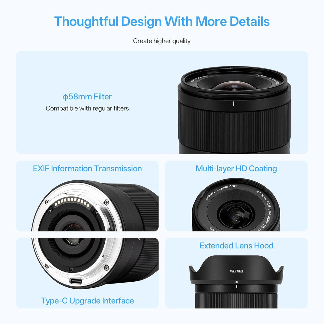 VILTROX AF 9mm F2.8 f/2.8 Air Objektiv für Nikon Z-Bajonett, 113,8° Ultraweitwinkel-Autofokus-Porträ