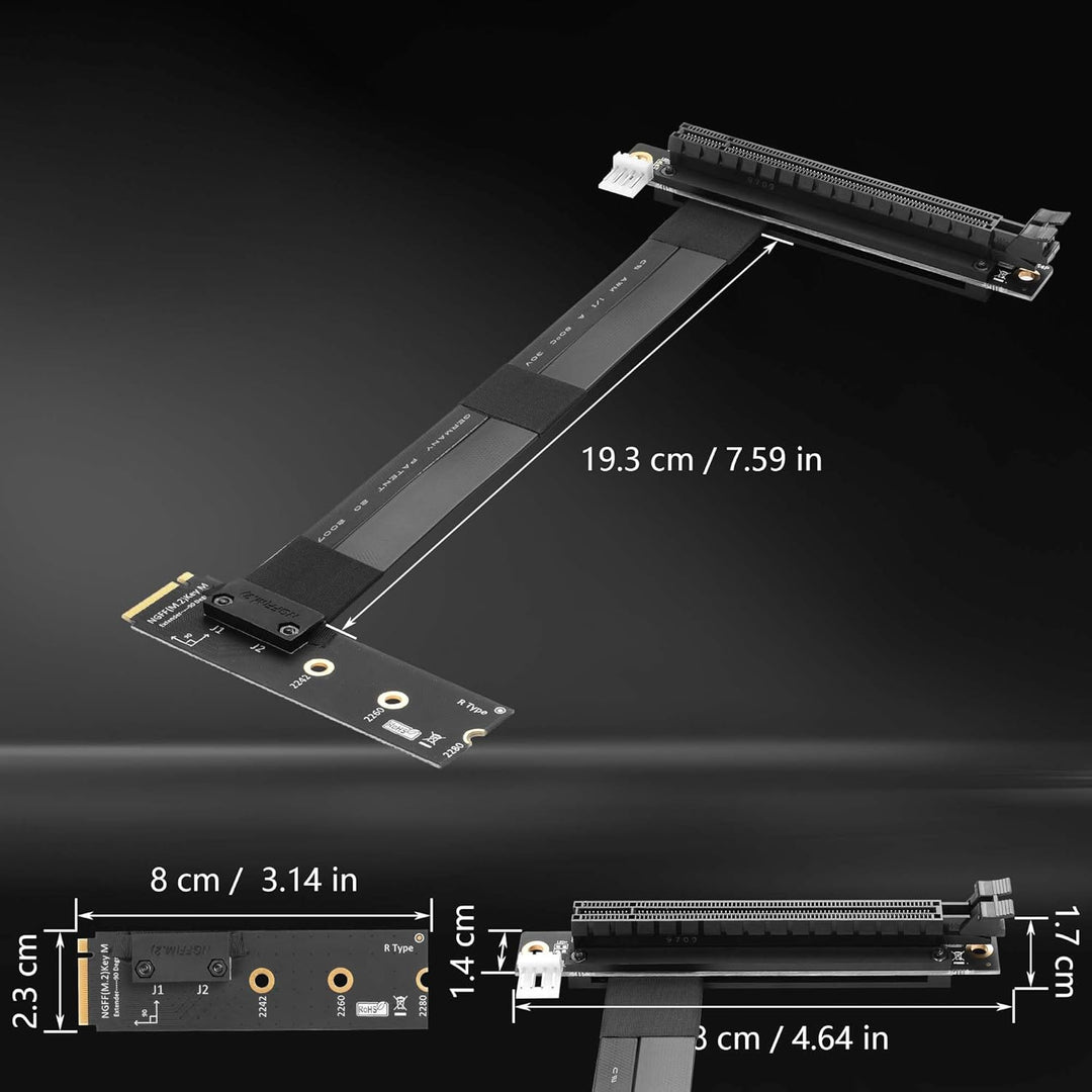 CERRXIAN M.2 NGFF auf PCI-e 16x Grafik-Riser-Karte, 90 Grad links, M.2 NGFF-Schlüssel auf PCI-Expres