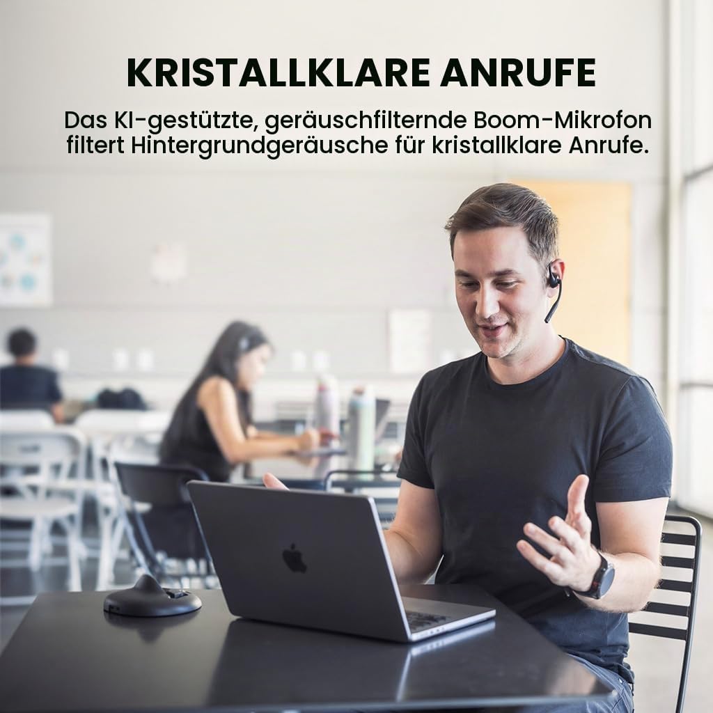 Avantalk Lingo N21 - Open-Ear Kabellos Headset mit Geräuschunterdrückendem Boom-Mikrofon &amp; Ladestati