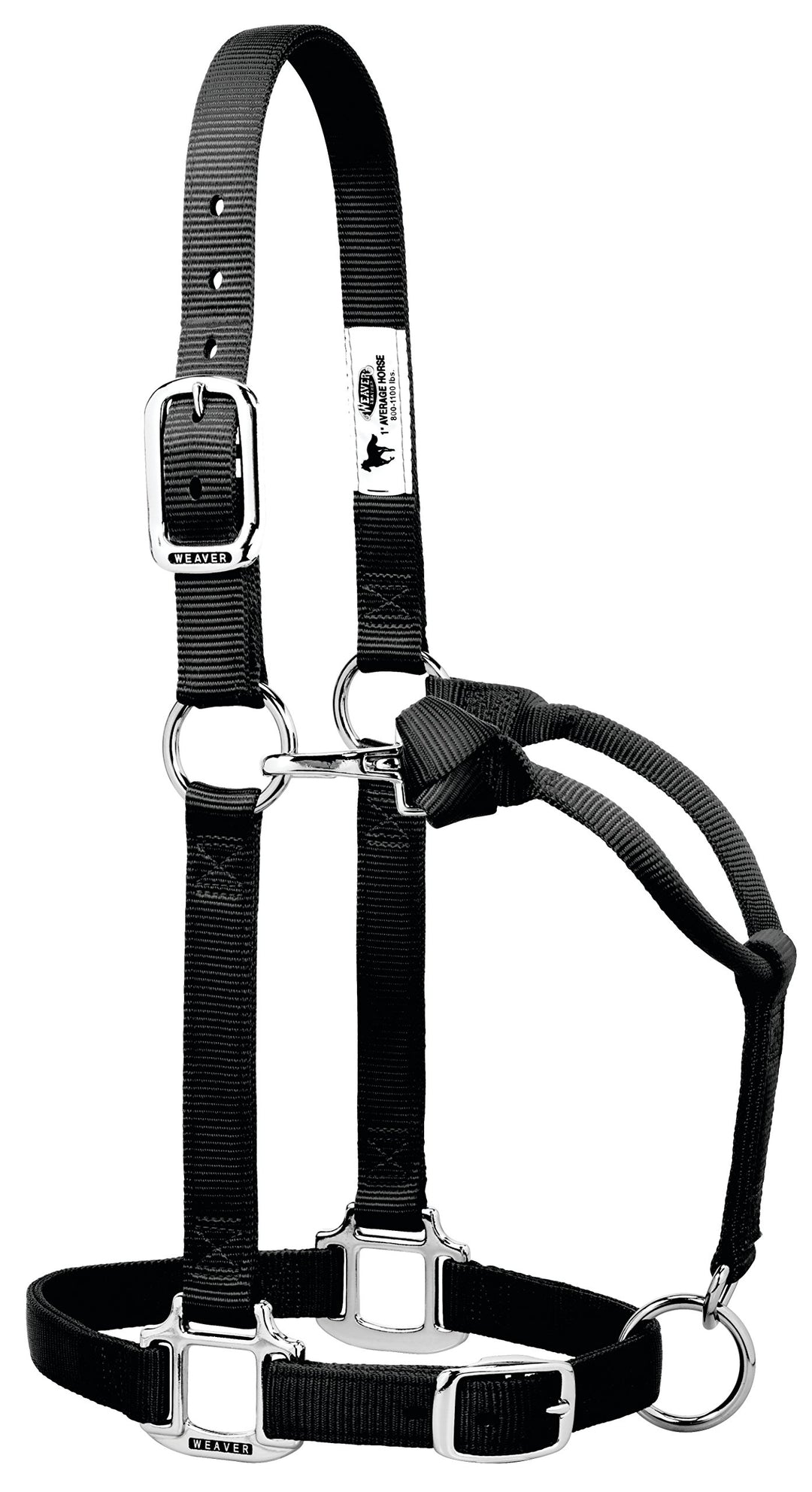 WEAVER Leder-Halfter mit verchromten Beschlägen 1" Average Horse Schwarz, 1" Average Horse Schwarz