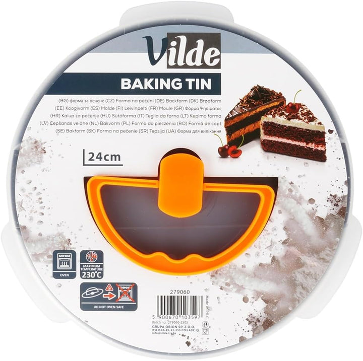 Vilde Backform Rund aus Karbonstahl mit Granitbeschichtung 24 cm mit Deckel - Antihaft Kuchenform fü