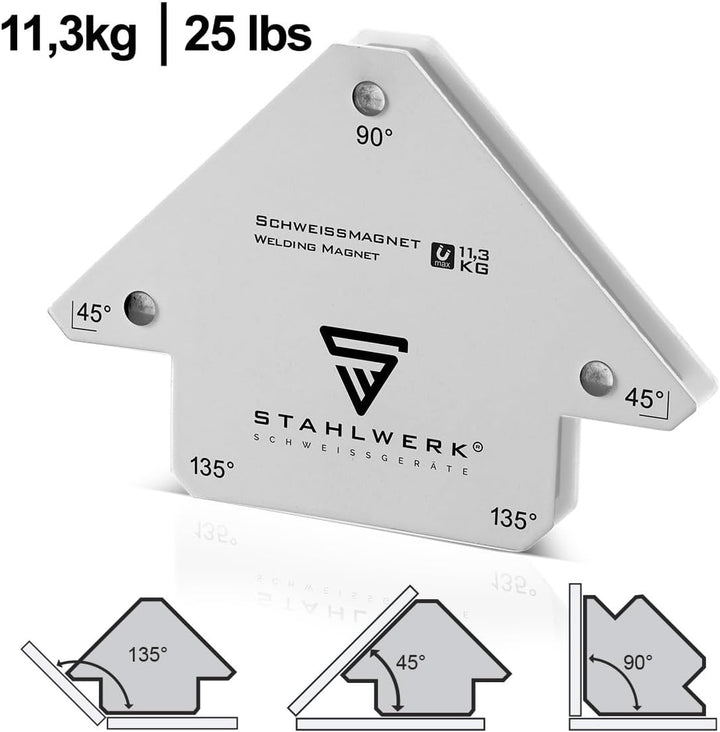 STAHLWERK 6 × Magnet-Schweisswinkel Magnetwinkel Schweissmagnet 30° x 45° x 60° x 75° x 90° x 135°,